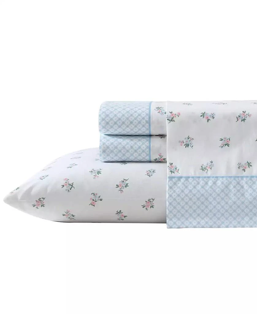 Laura Ashley 200-Thread Count Cotton Percale 4 -Pc. Sheet Set, Queen 1