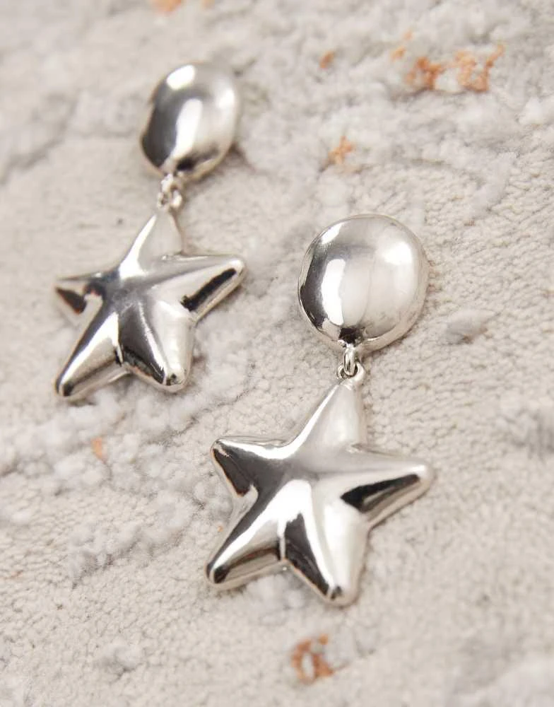 Reclaimed Vintage Reclaimed Vintage star drop earrings in silver 2