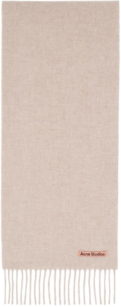 Acne Studios Beige Skinny Fringe Wool Scarf 1