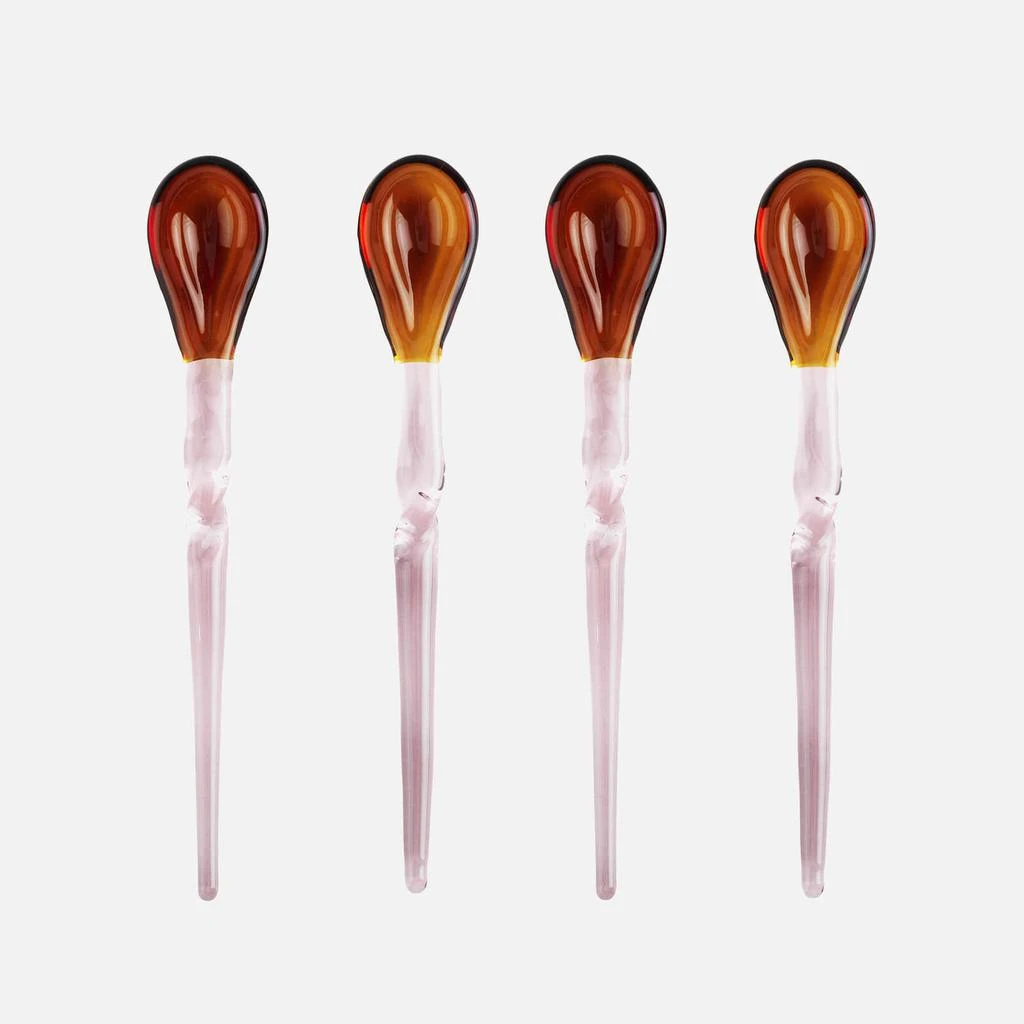 Broste Copenhagen Broste Copenhagen Swirly Glass Teaspoon - Pink/ Brown 1