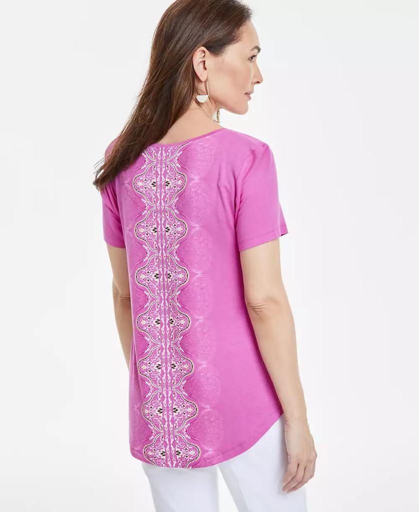 JM Collection Women's Printed Short-Sleeve Top, Exclusively at Macy's