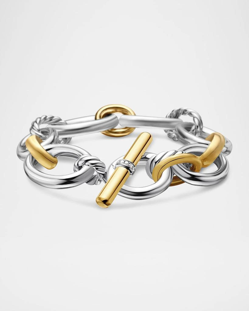 David Yurman DY Mercer Bracelet with Diamonds in Silver and 18K Gold, 25mm