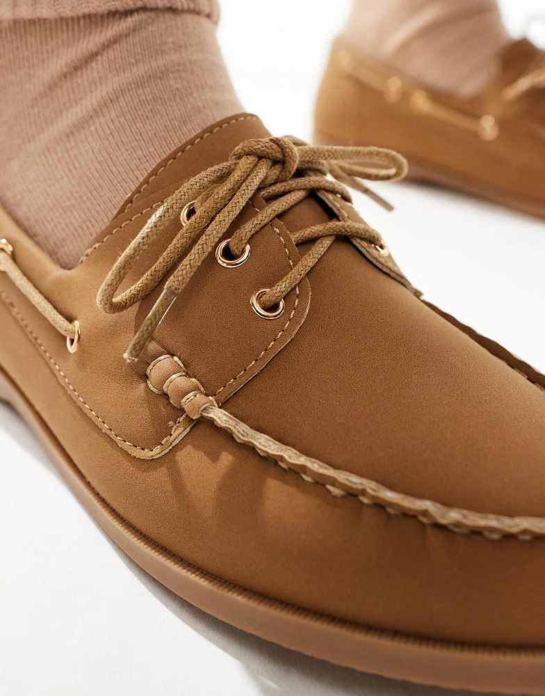 London Rebel London Rebel lace up boat shoes in brown 3