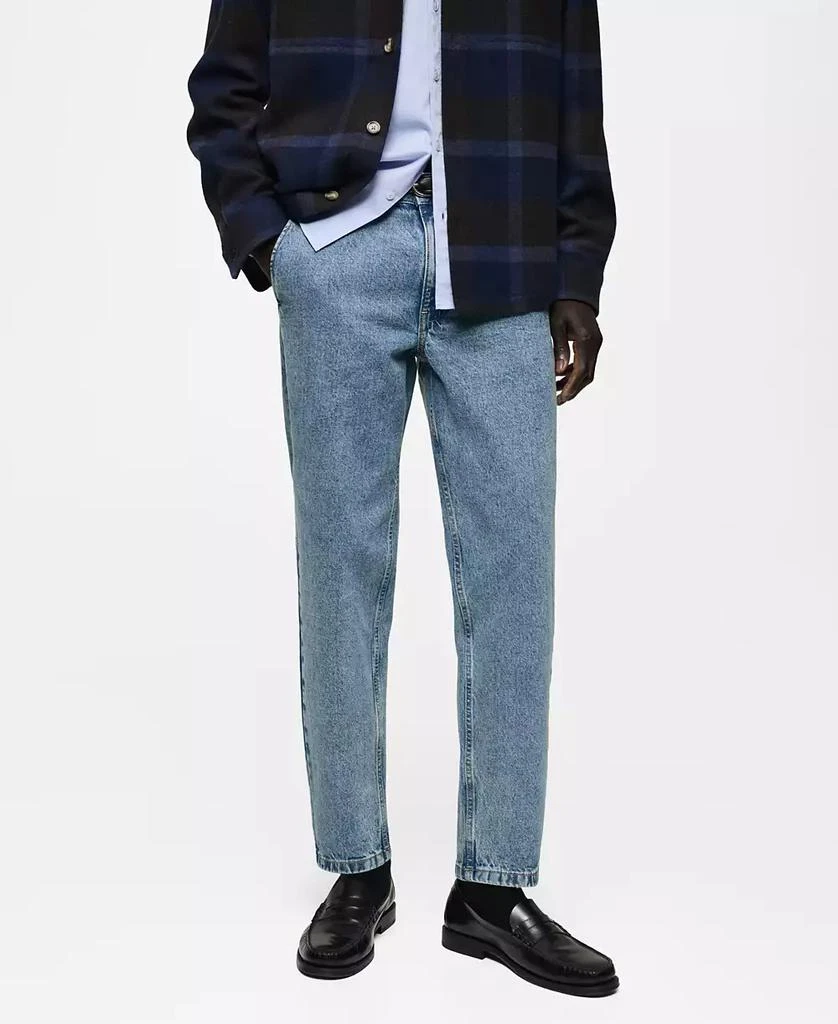 Mango Men's Worn Effect Straight Fit Jeans 1