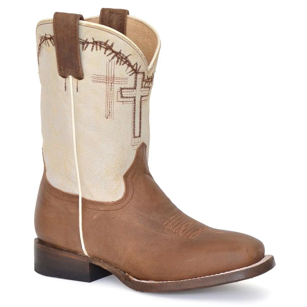 Roper Cross Square Toe Cowboy Boots (Youth)