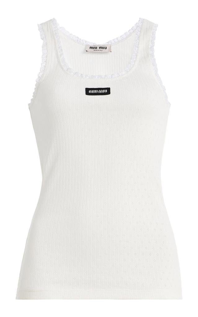 miu miu メッシュ　タンクトップ　キャミソール Miu Miu Lace-trimmed cotton tank top - Lingerie - Free Shipping