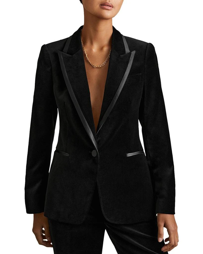 REISS Parisa Velvet Single Breasted Suit Blazer 1
