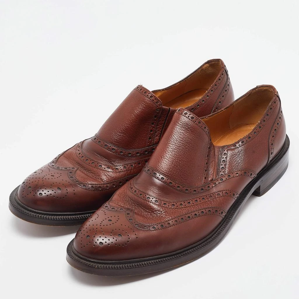 Gucci Gucci Brown Brogue Leather Slip On Oxford Size 45.5 2