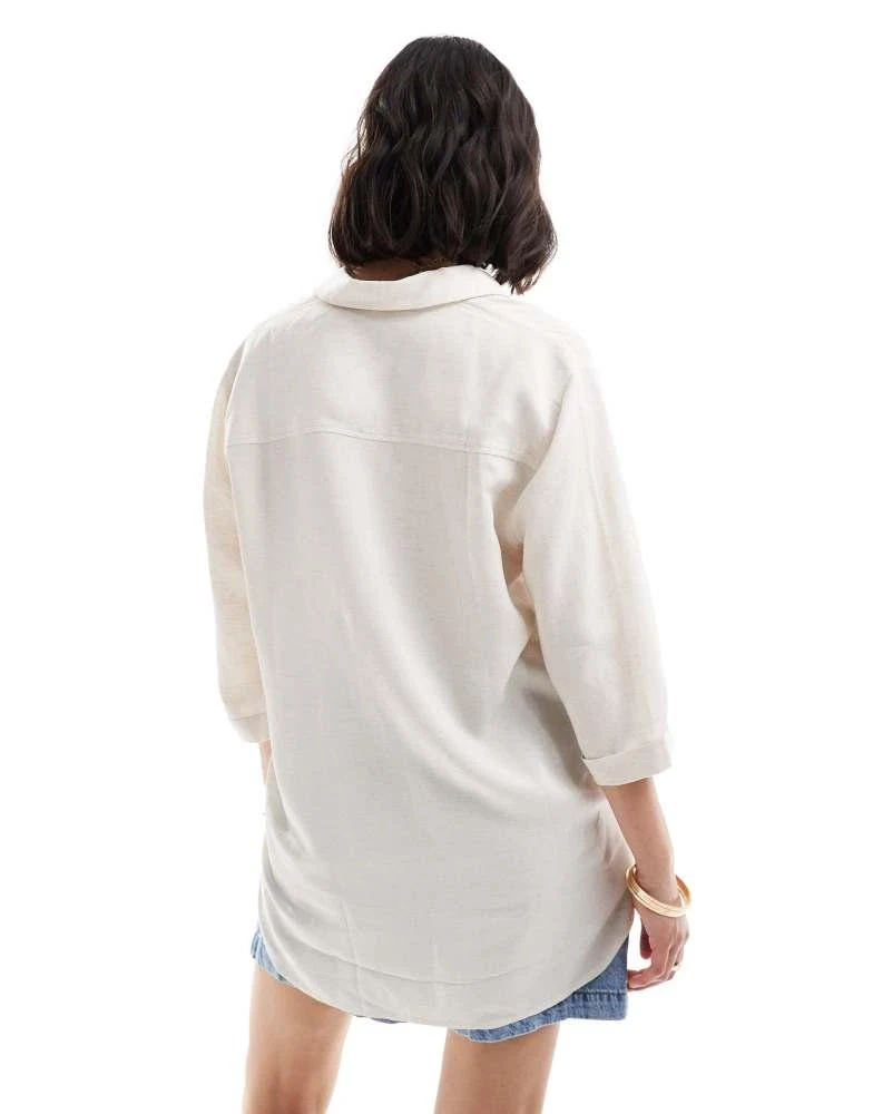 ASOS ASOS DESIGN relaxed fit linen shirt in natural 4