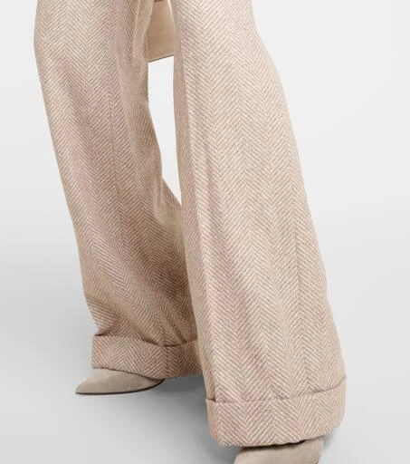 Brunello Cucinelli Chevron wool-blend flared pants 5