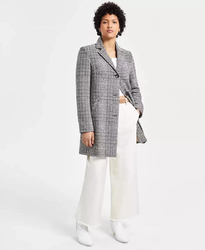 Maralyn & Me Juniors' Houndstooth Long-Sleeve Reefer Coat 1