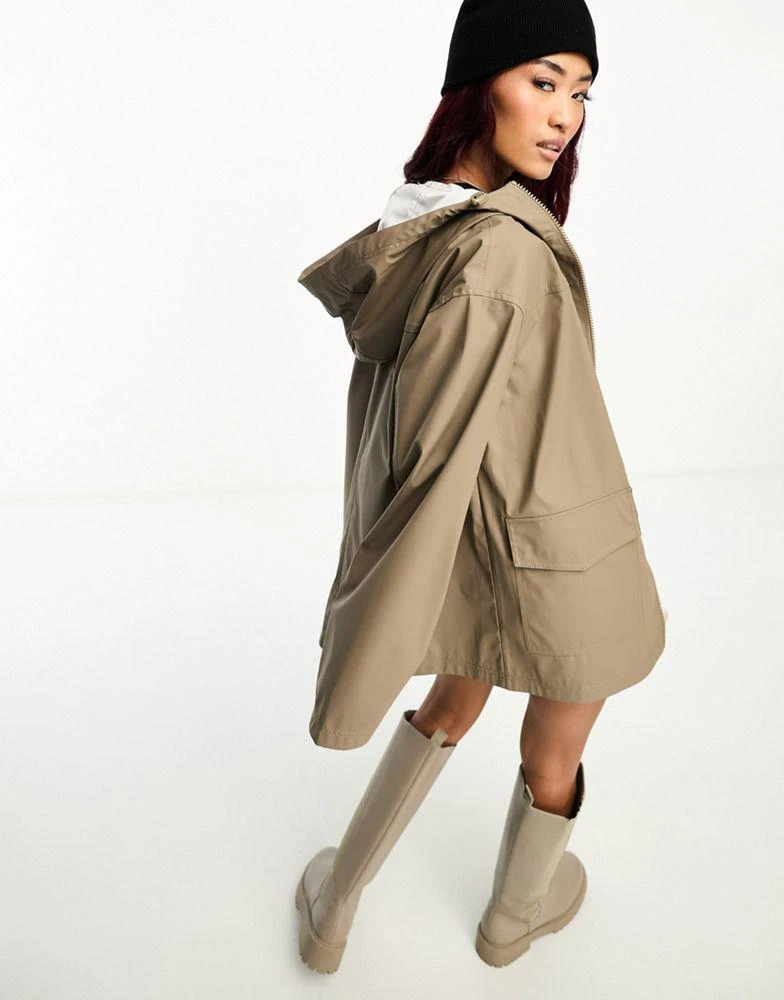 ASOS ASOS DESIGN rubberised rain coat in mushroom 4