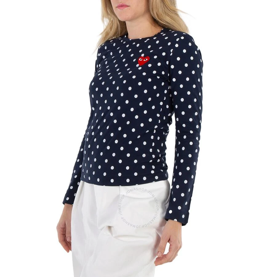 Cdg Play Long Sleeve Polka Dot Heart Embroidered T-Shirt 3