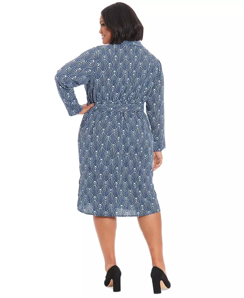 London Times Plus Size Geo-Print Collared Belted Dress 4