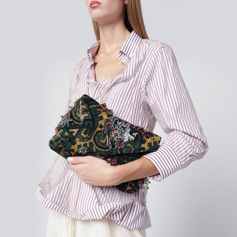Dries Van Noten Jacquard tapestry-effect clutch - Shoulder Bags