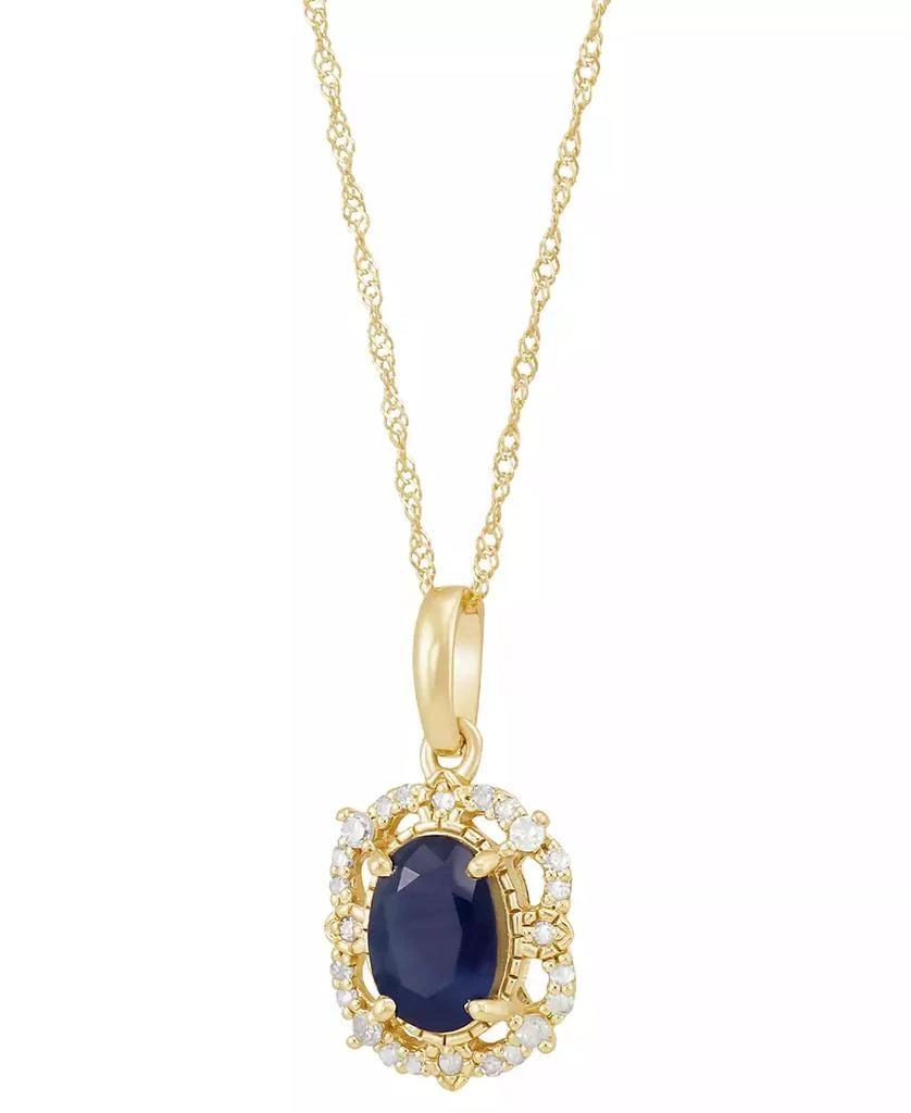 Macy's Sapphire (1 ct. t.w.) & Diamond (1/10 ct. t.w.) Pendant 18" Necklace in 14k Yellow Gold (Also Available in Ruby & Emerald) 3