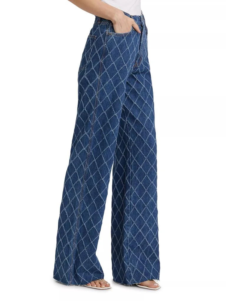 VERONICA BEARD Taylor Diamond Stitch High-Rise Wide-Leg Jeans 4