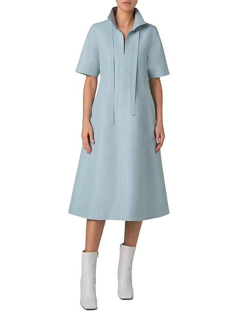 Akris Cotton-Poplin Short-Sleeve Midi-Dress 2