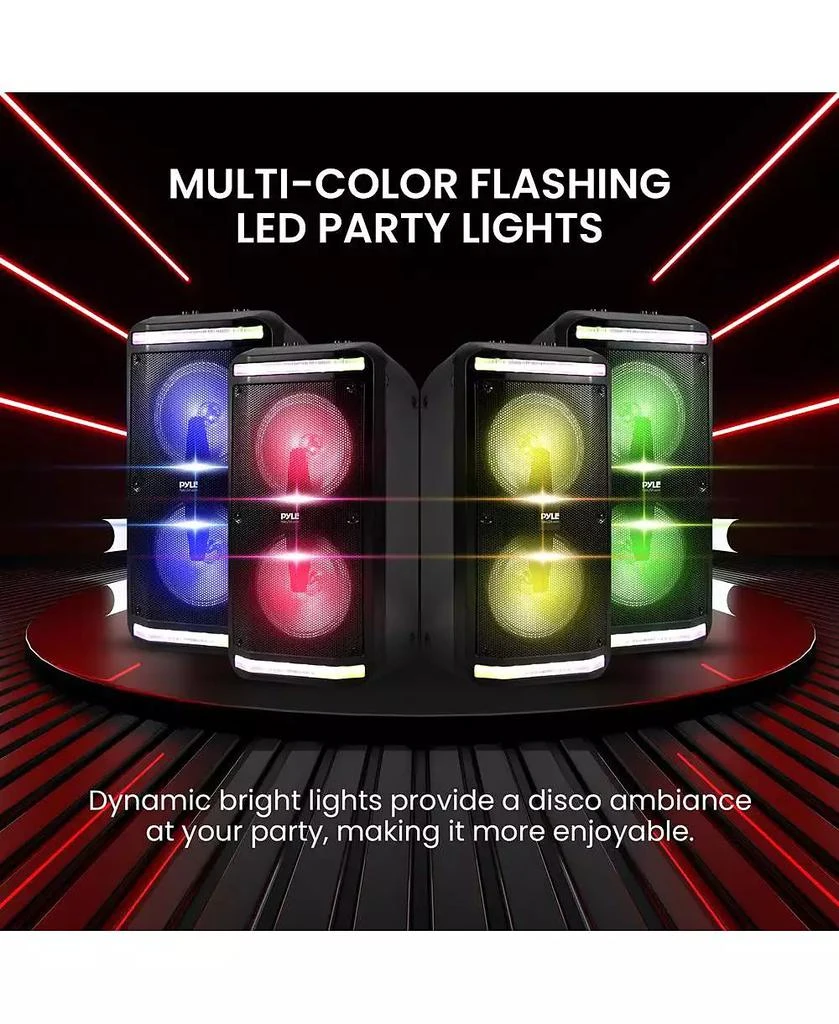 Pyle Portable PA Speaker 
Microphone System With LED Party Lights, Bluetooth, 
FM Radio, 600 Watt 3