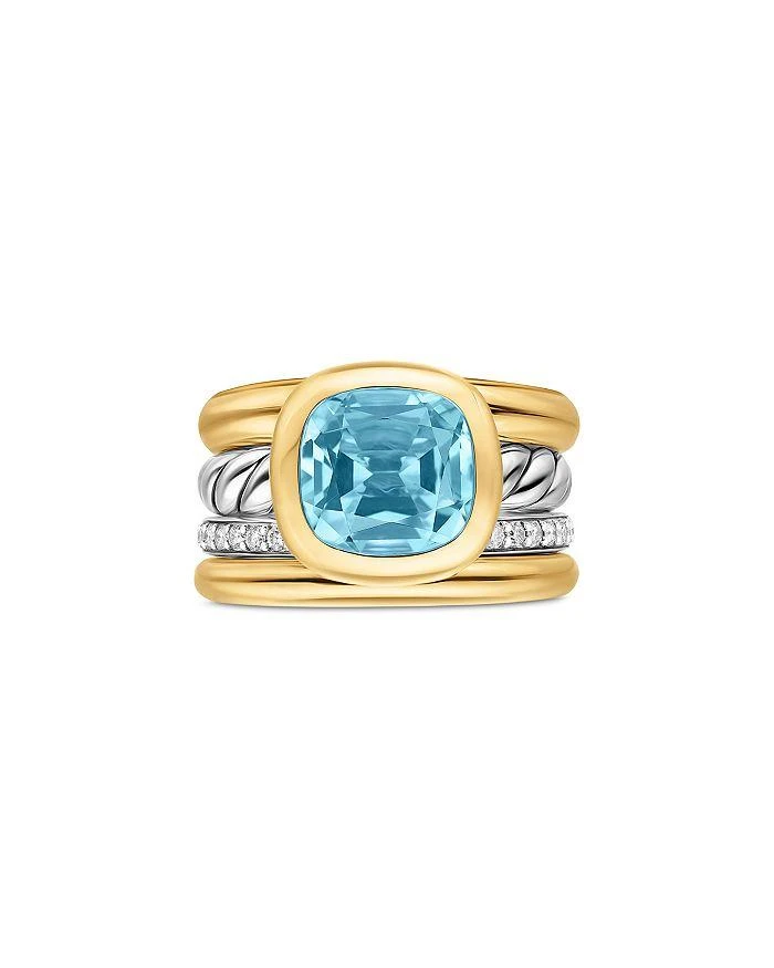David Yurman DY Mercer® Four Row Stone Ring in Sterling Silver with 18K Yellow Gold, Gemstone and Diamonds, 14mm 4