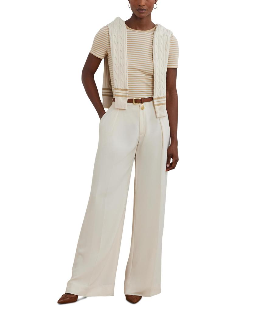 売れ筋商品|||ラルフローレン Tシャツ レディース トップス STRIPED STRETCH COTTON CREWNECK TEE - Print T-shirt - sand dune/mascarpone cream Lauren Ralph Lauren Women's Striped Crewneck Tee - Macy's