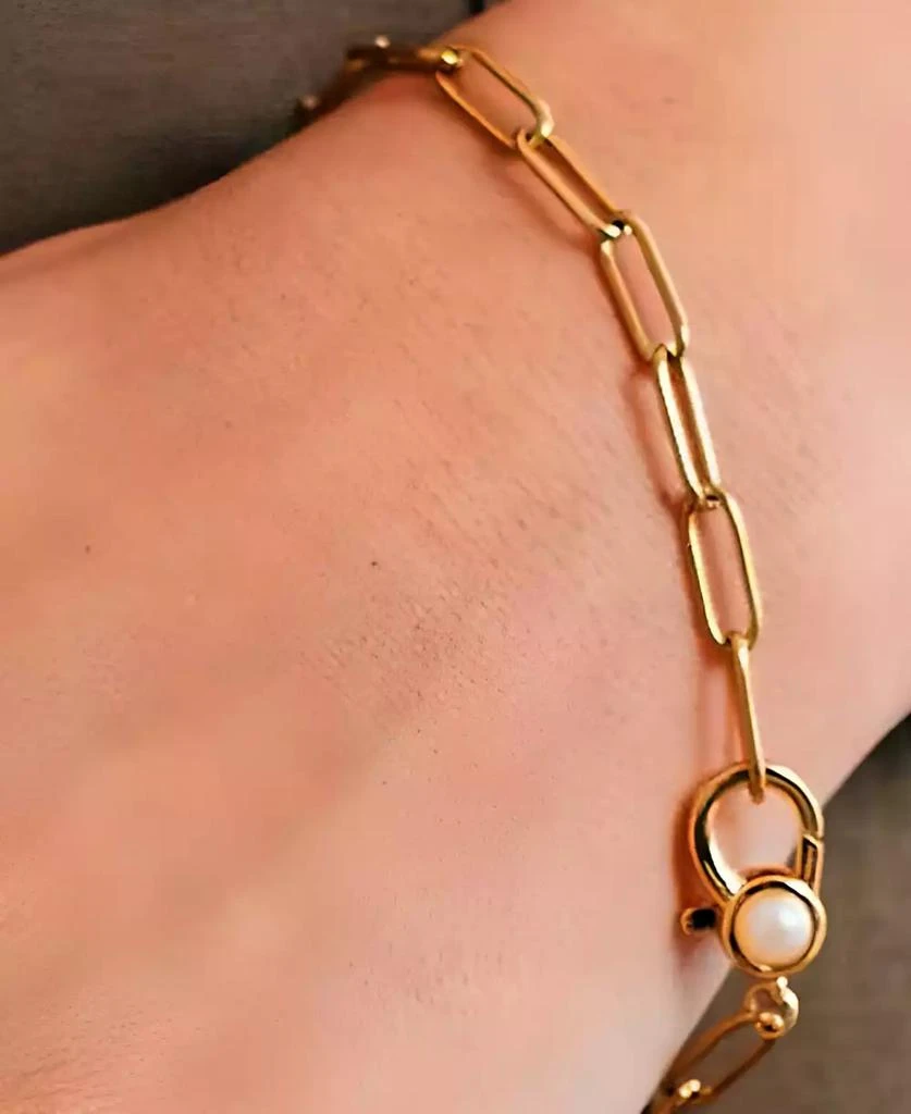 Mint 
Lily Paperclip Bracelet with Pearl Accent 2