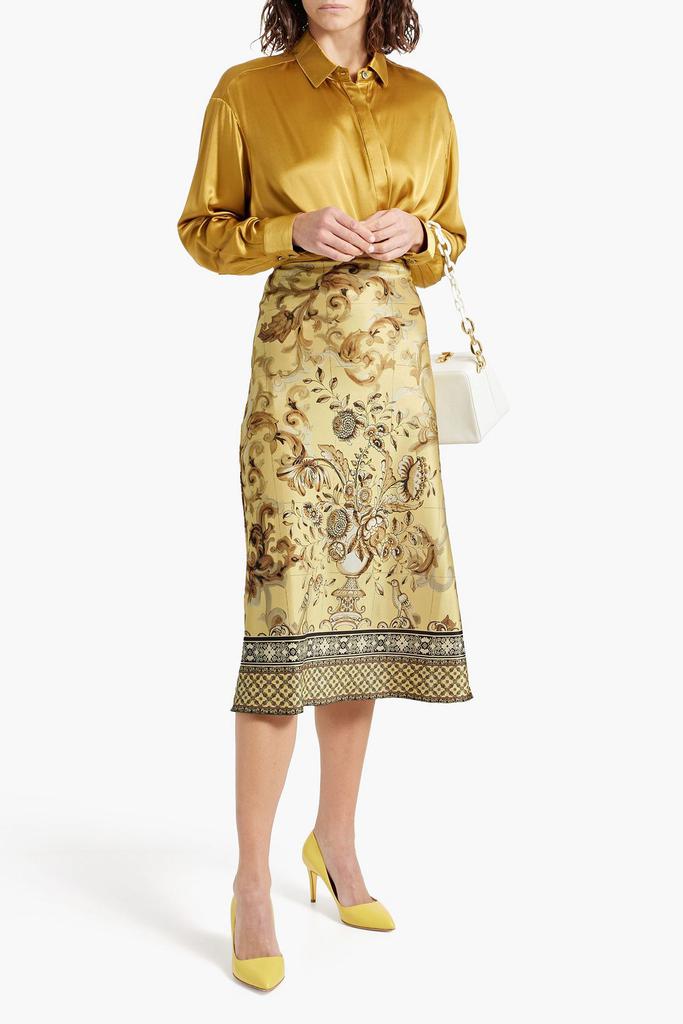 Alice + Olivia Maeve printed satin midi skirt
