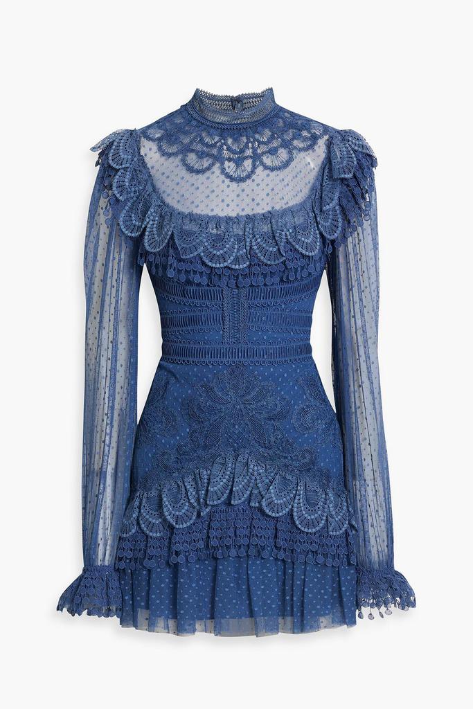 Zuhair Murad Tiered embroidered Swiss-dot mini dress