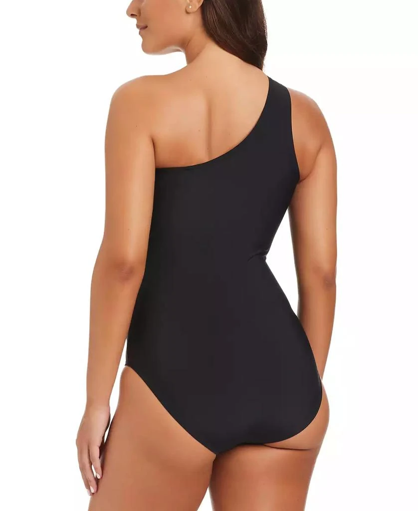 Beyond Control Women's Faux-Leather One-Shoulder One-Piece Swimsuit 2