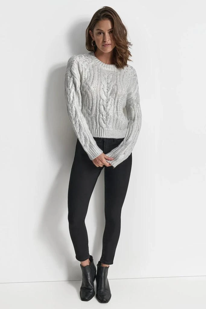 DKNY FOIL PRINT CHUNKY CABLE SWEATER 5