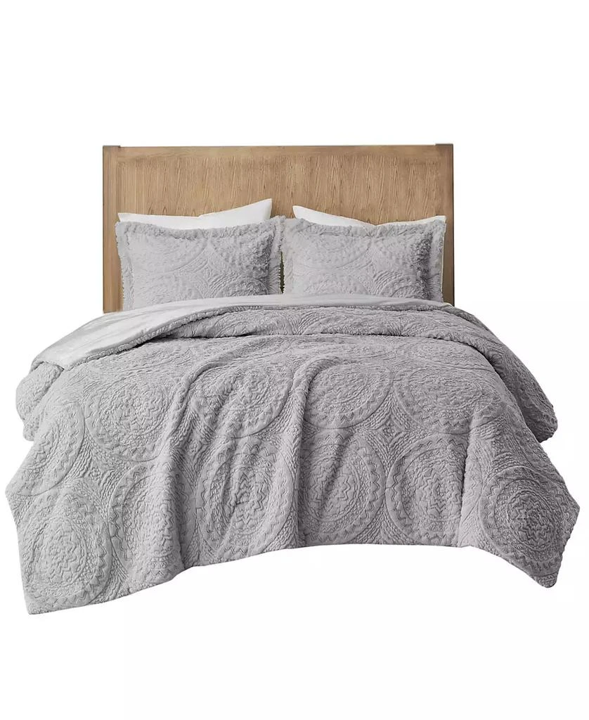 Macy's Arya Embroidered Medallion Faux Fur 3-Pc. Comforter Set 22