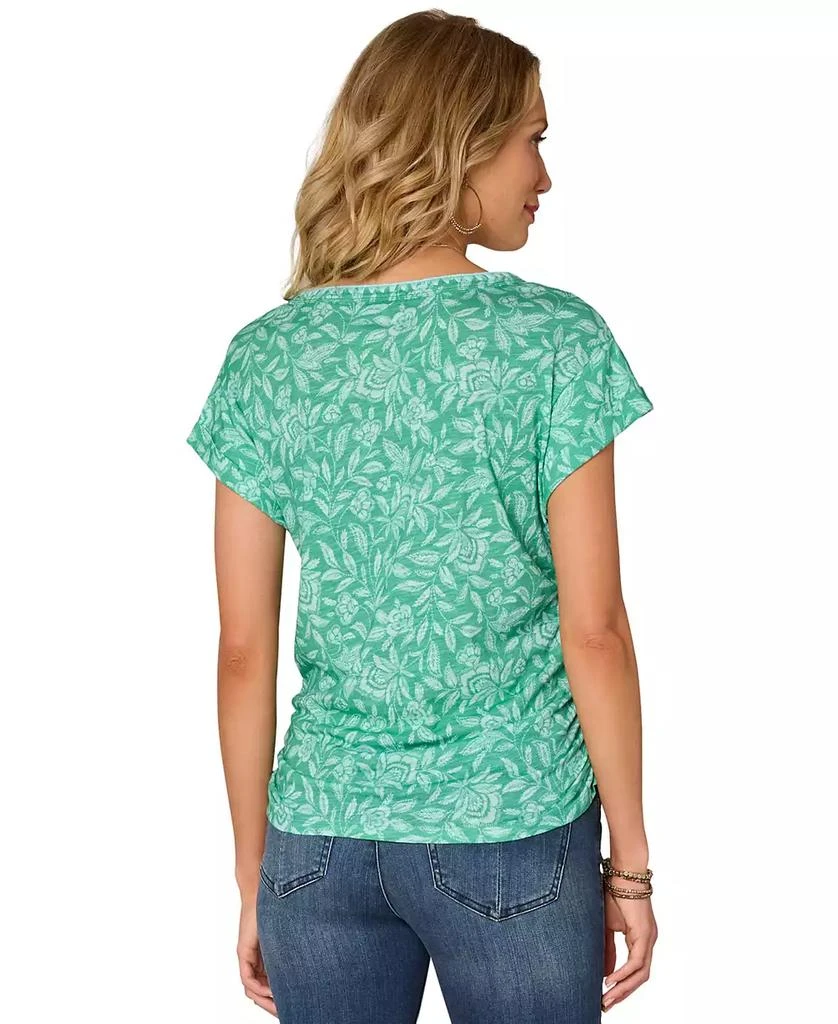 Democracy Petite Printed Side-Shirred Rolled-Cuff Top 3