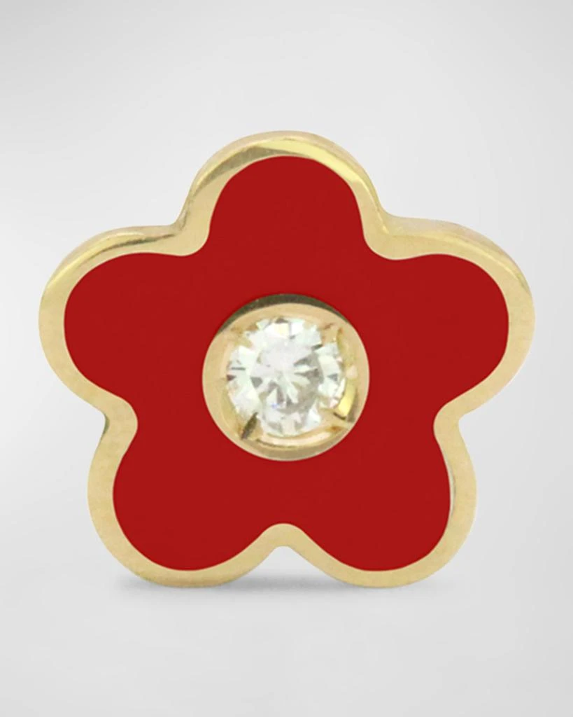 Stevie Wren 18K Enamel Daisy Diamond Stud Earring, Single 1