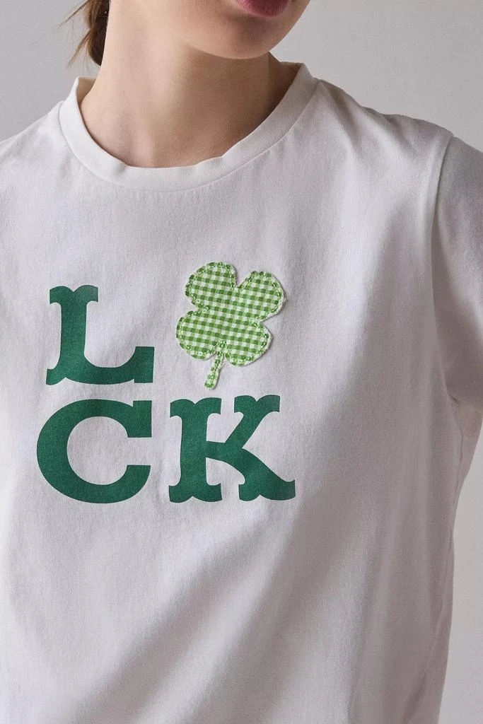 Urban Outfitters Luck 4-Leaf Clover Gingham Applique Graphic Slim Tee 2