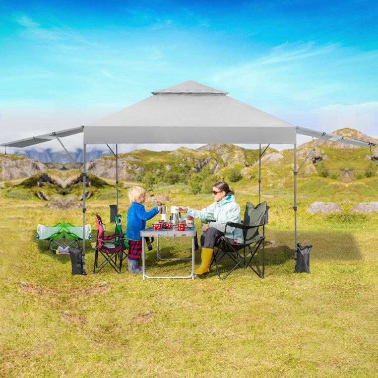 Hivvago 10 x 17.6 Feet Outdoor Instant Pop-up Canopy Tent with Dual Half Awnings-White