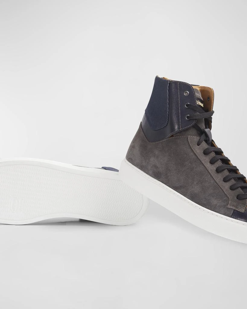Paul Stuart Men's High-Top Suede-Leather Zip Sneakers 4