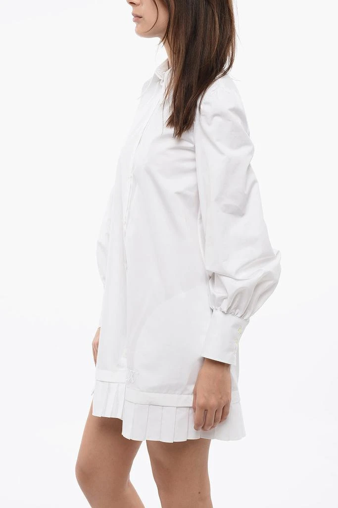 Off-White Off-White Popeline Shirt Dress with Pleated Hem 3