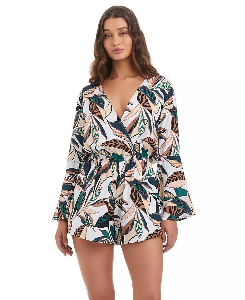 Bar III Women's Safari Chic Wrap Long-Sleeve Romper, Macy's Exclusive