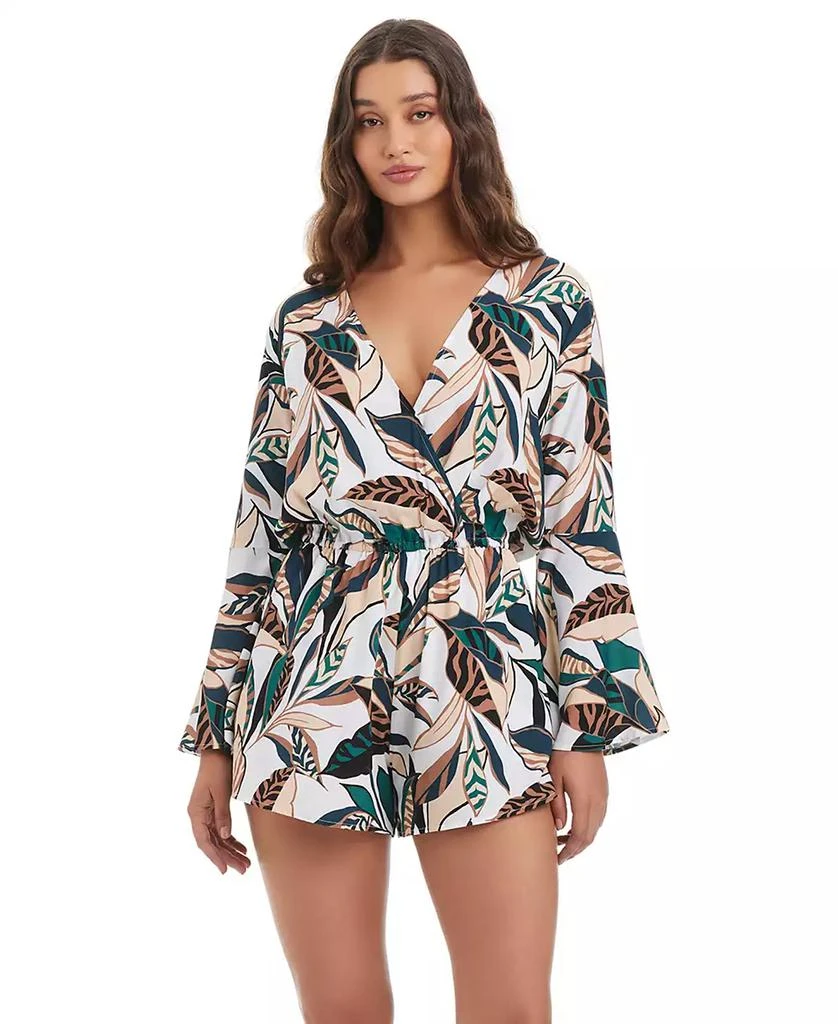 Bar III Women's Safari Chic Wrap Long-Sleeve Romper, Macy's Exclusive 1