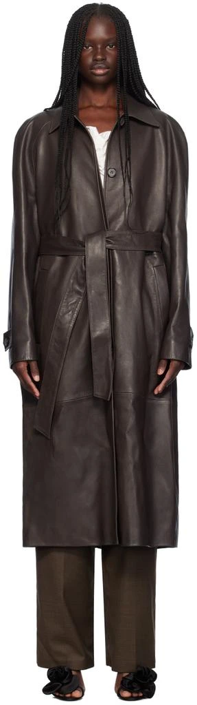 Magda Butrym Brown Belted Leather Trench Coat 1