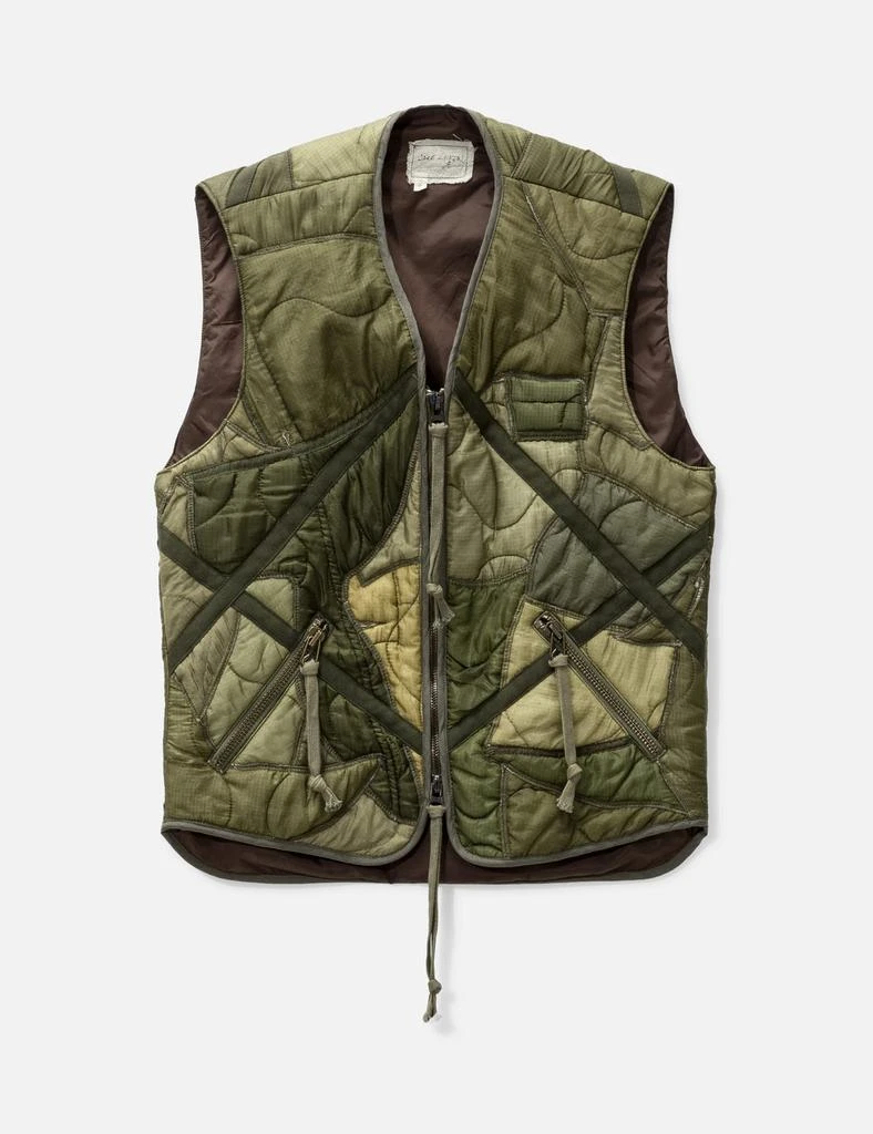 Greg Lauren Mixed Puffer Zip Vest 1