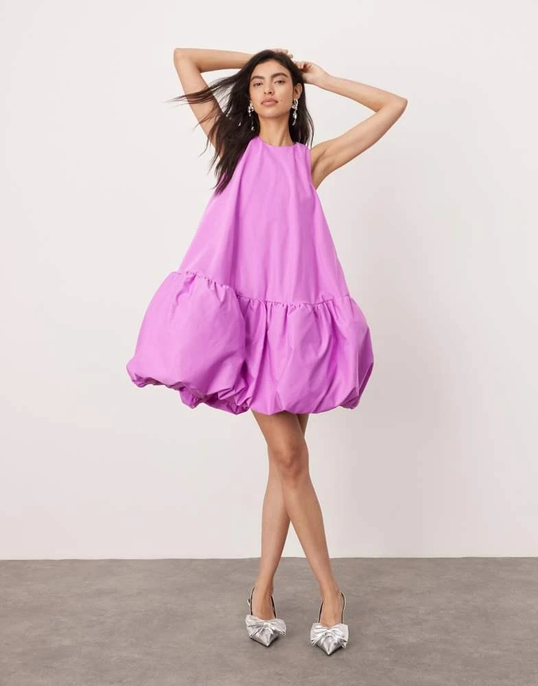 ASOS ASOS EDITION scoop neck puff ball mini dress in purple 1