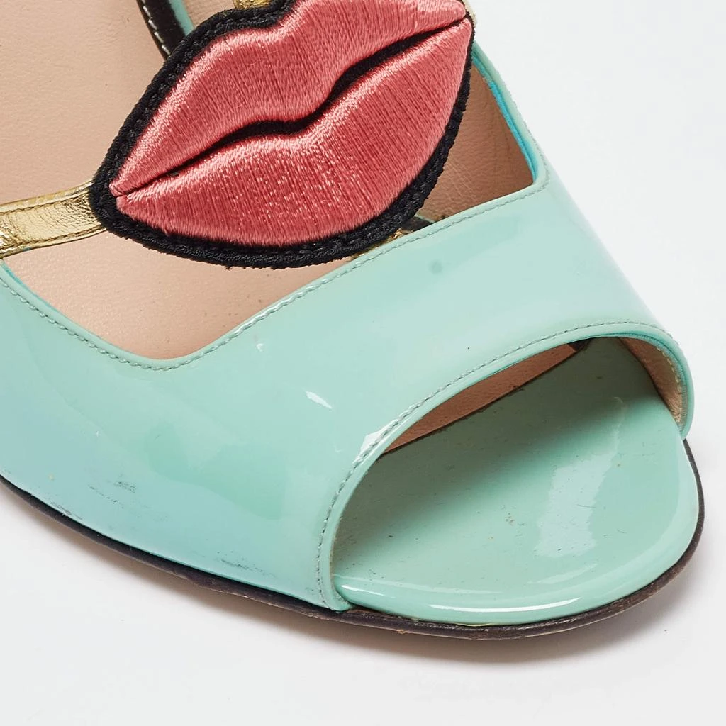 Gucci Gucci Blue Patent Molina  Ankle Strap Pumps Size 37 7