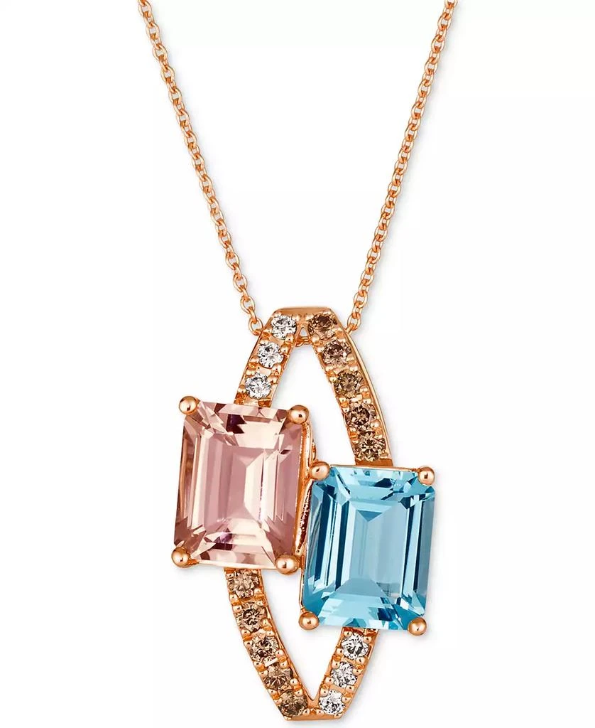 Le Vian Multi-Gemstone (3-5/8 ct. t.w.) & Diamond (1/4 ct. t.w.) Double Stone Open Pendant Necklace in 14k Rose Gold, 18" + 2" extender 1