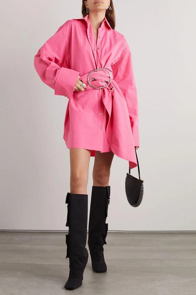 Marques Almeida Belted cotton-seersucker mini shirt dress 2