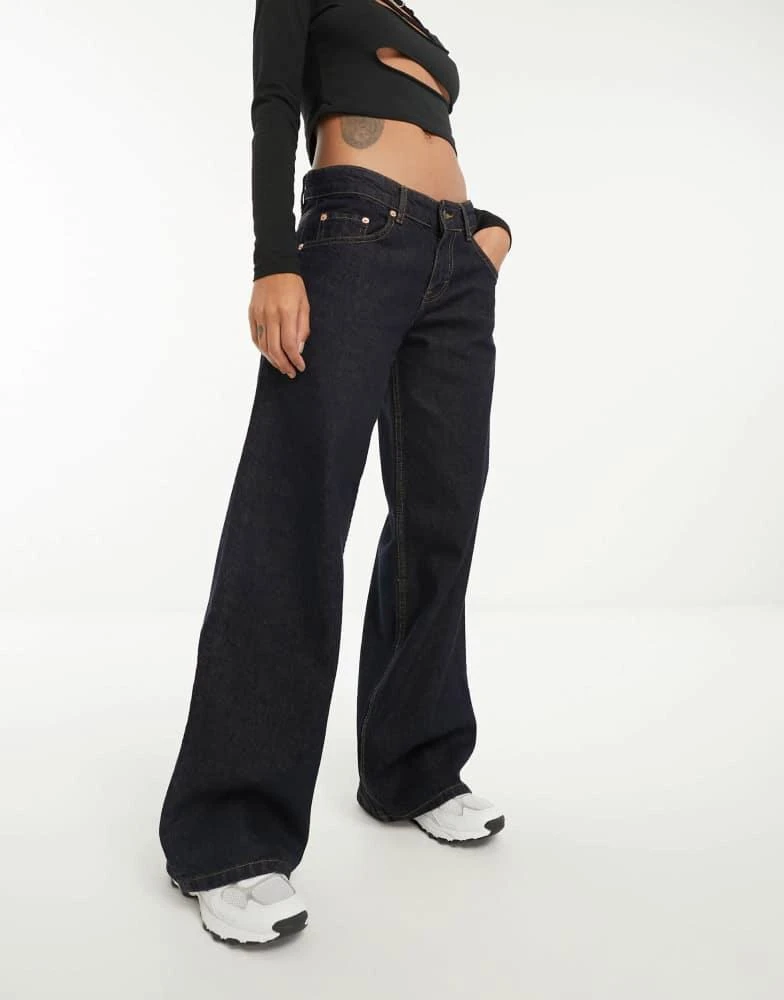 Motel Motel roomy wide leg low rise jeans in indigo 1