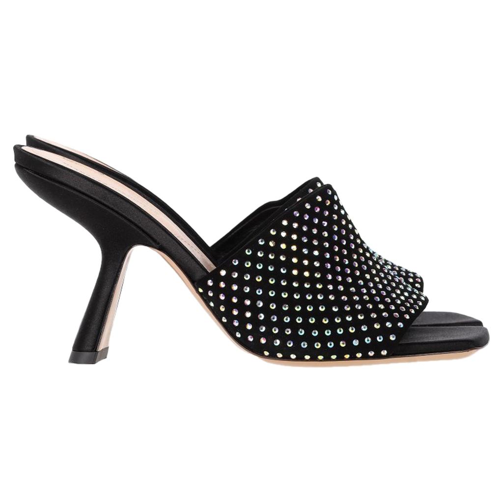 Nicholas Kirkwood Alba 90 Heeled Mules in Black Suede