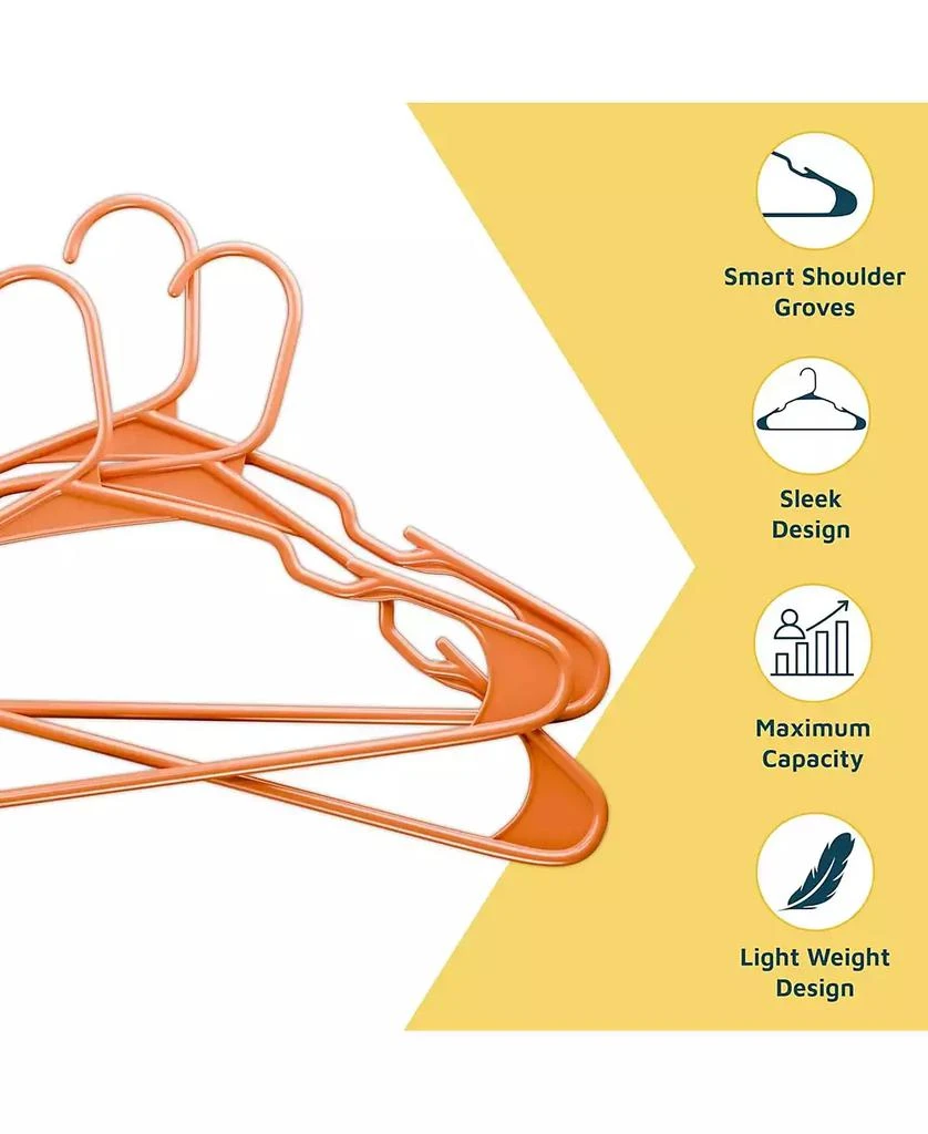 Lifemaster heavy-duty plastic hangers for clothes, dresses 
coats non-slip grooves, space-saving design, holds 5 lbs 120-pack, orange. 2