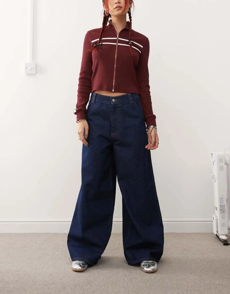 COLLUSION COLLUSION wide leg seam detail jeans in indigo 1