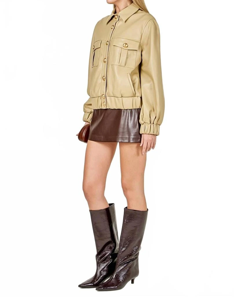 Endless Rose Faux Leather Buttons Jacket In Beige 2